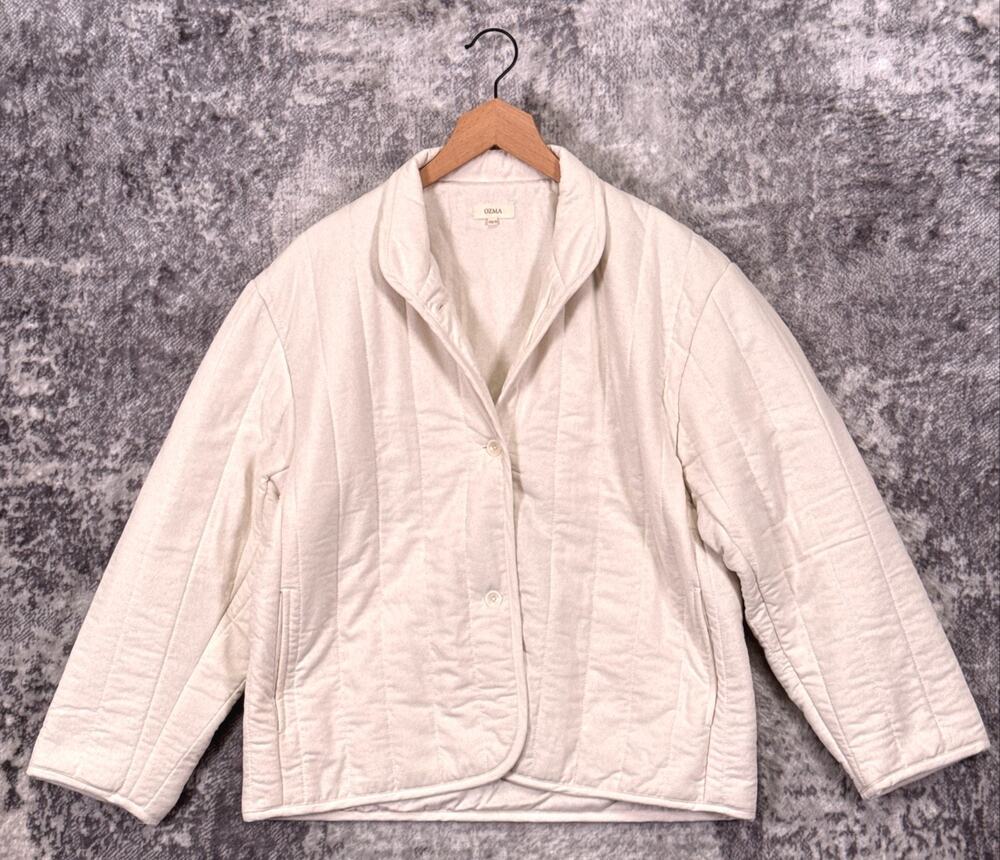 New Ozma Of California Jacket XS / Small Womens 100% Raw Silk Oversized Quilted